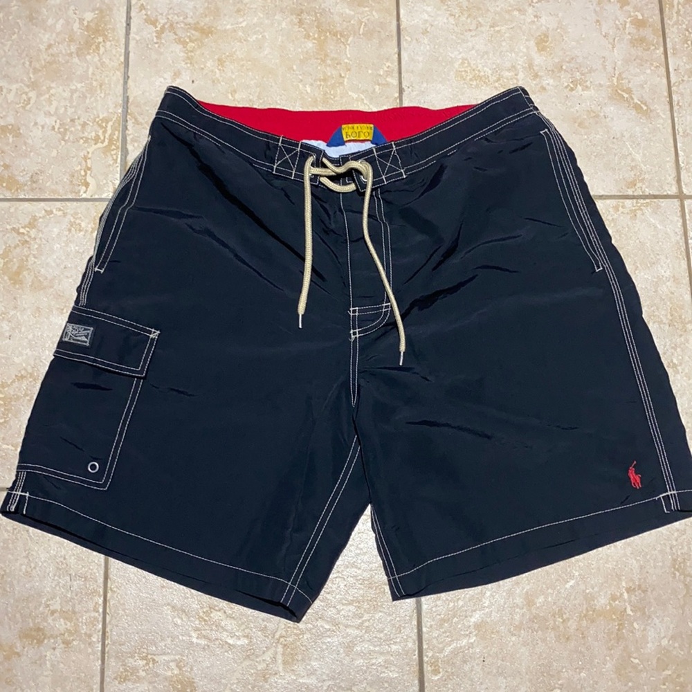 Men’s Ralph Lauren Polo swim trunks.